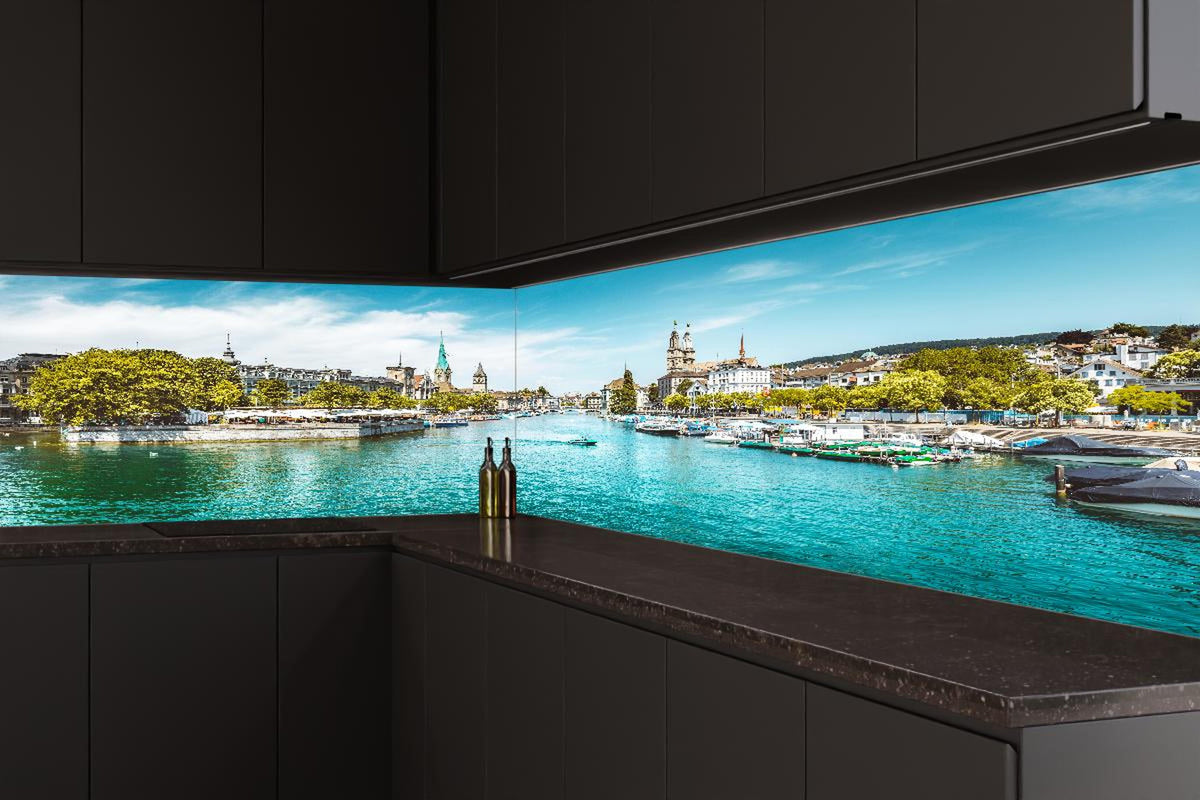 Küchenrückwand - Zürich Skyline Panorama mit Fluss Limmat