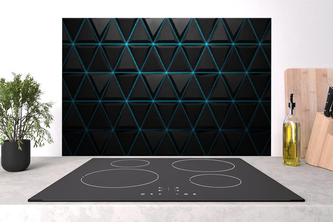 Spritzschutz - 3D Schwarzblaue Linien Muster Textur