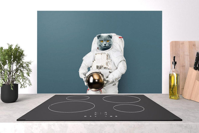 Spritzschutz - Britischer Katzen-Astronaut mit Helm