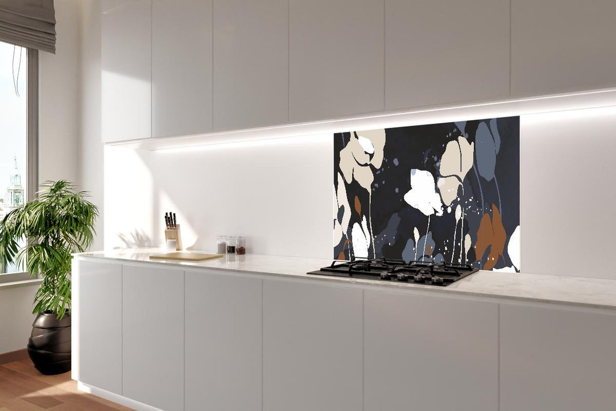 Spritzschutz - Dunkelgraue Blumen Silhouette Illustration