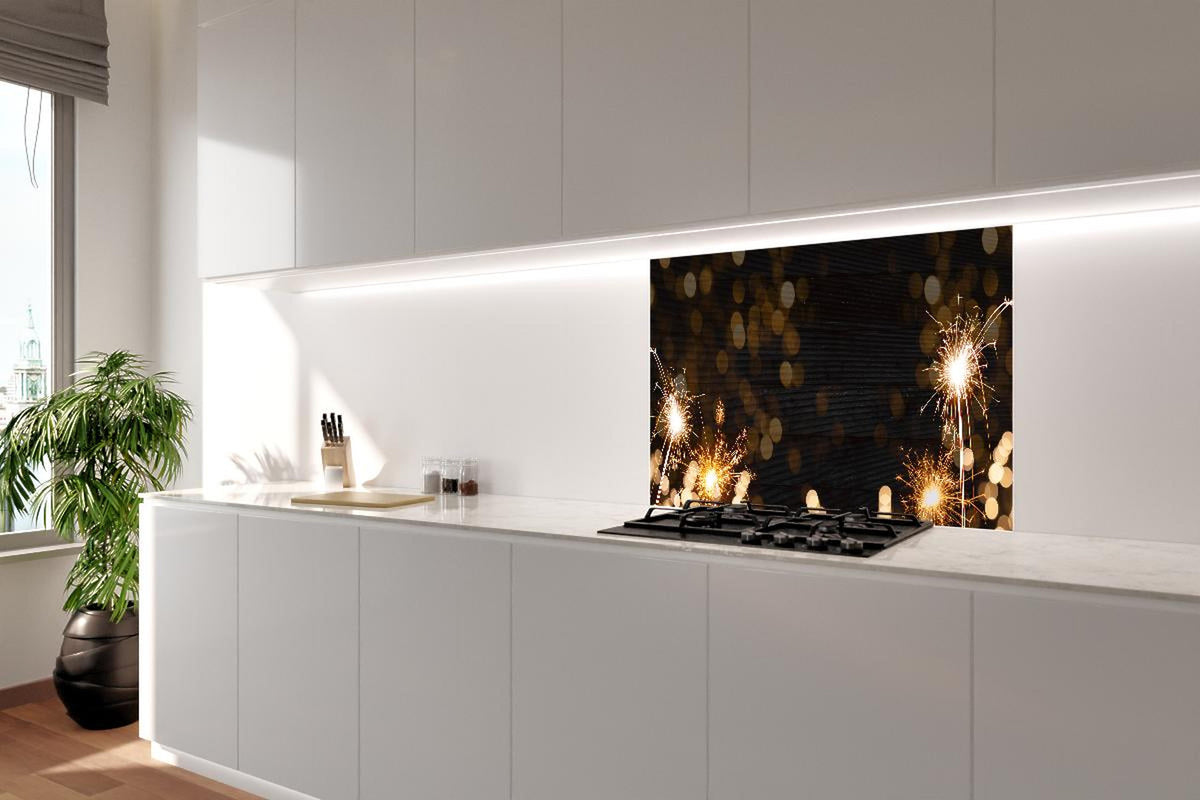 Spritzschutz - Feuerwerk und Sparkler Silvester Banner