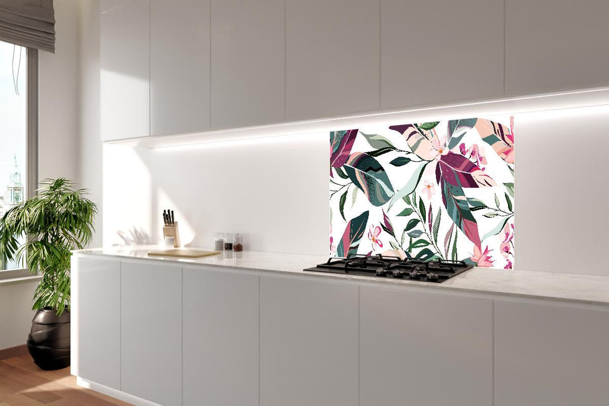 Spritzschutz - Florales Muster mit Blumen und Blättern