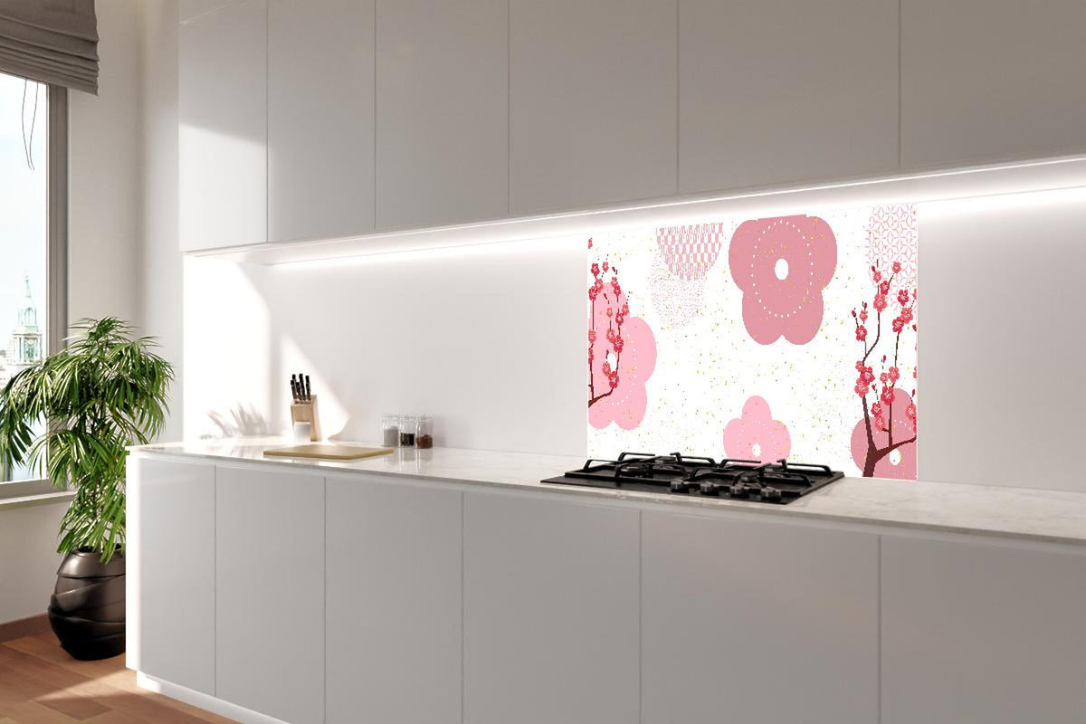 Spritzschutz - Frühlingshaftes Floral Muster in Rosa