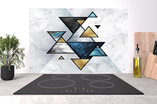 Spritzschutz - Geometrisches Marmor Mosaik Kunstwerk