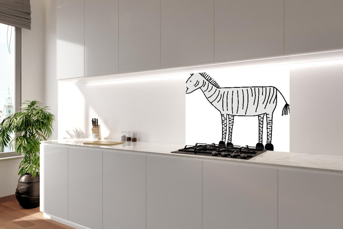 Spritzschutz - Gezeichnete Schwarz-Weiße Zebrafigur