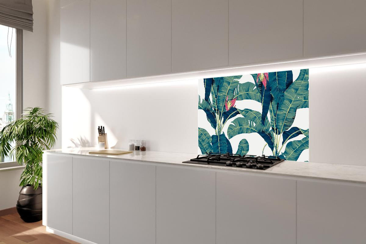 Spritzschutz - Grüne Exotische Bananenblätter Illustration