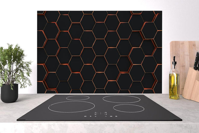 Spritzschutz - Hexagonale Schwarz-Gold Struktur Textur