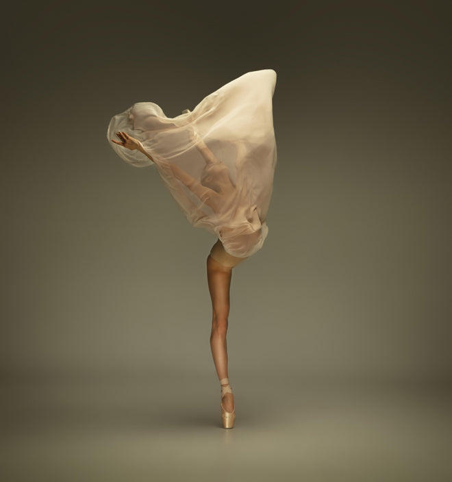 Spritzschutz - Junge Ballerina in grauem Studio