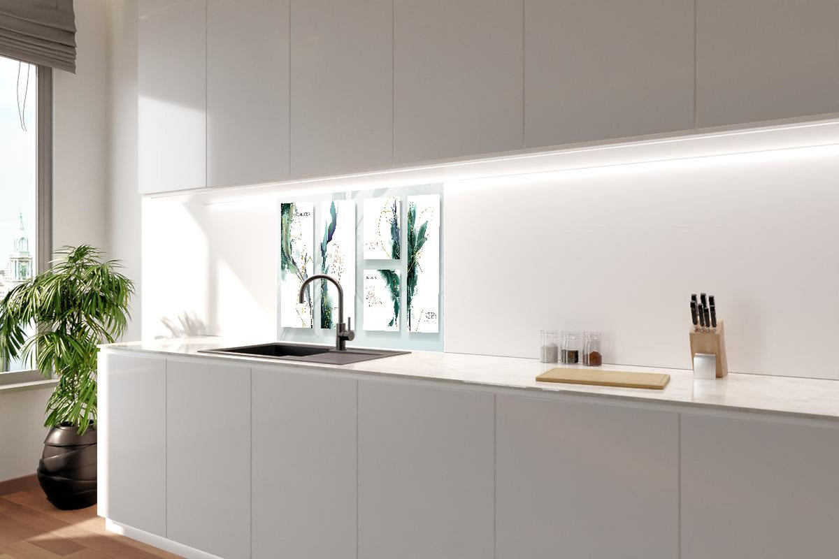 Spritzschutz - Moderne Abstrakte Kunst mit Goldakzenten
