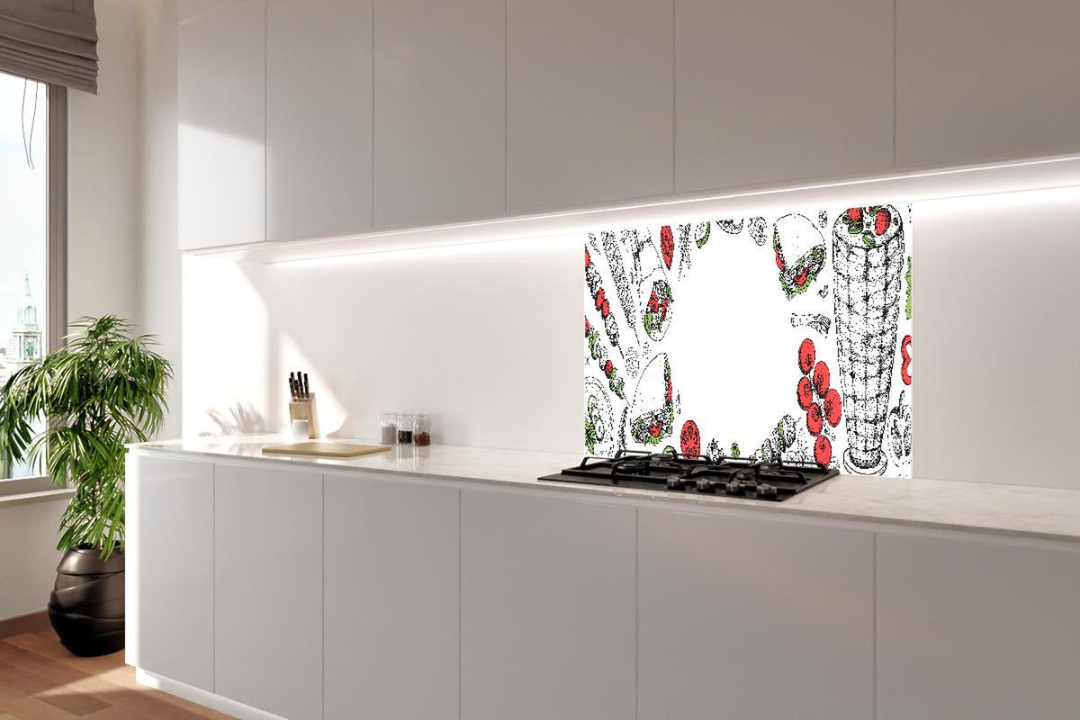 Spritzschutz - Moderne Küchen-Kunst Schwarz-Weiß Zeichnung
