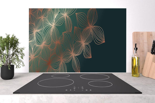 Spritzschutz - Moderne Lineart Blumen Illustration