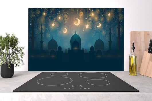 Spritzschutz - Mystische Moschee Silhouette bei Sternennacht