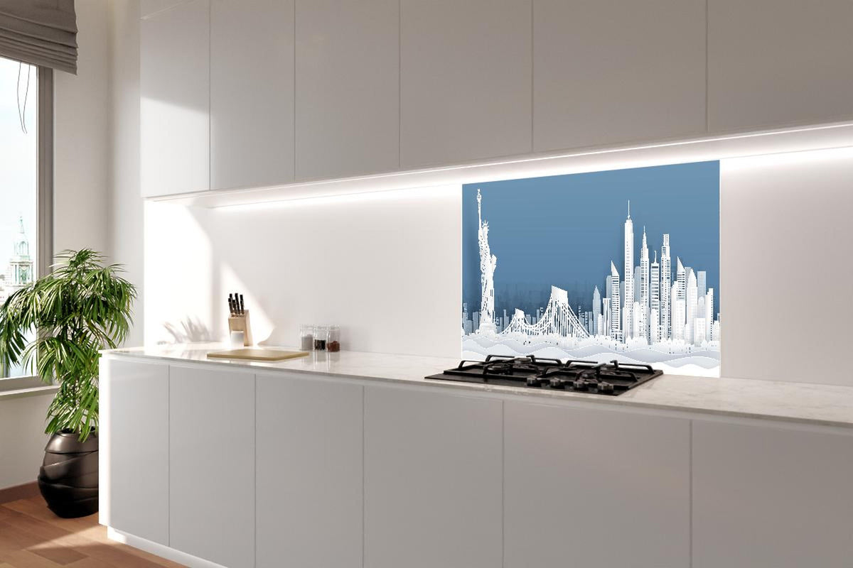 Spritzschutz - New York City Skyline Papercut Illustration