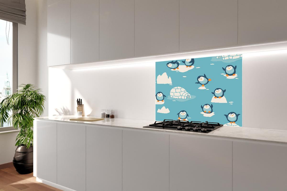 Spritzschutz - Niedliche Pinguin-Muster Kinderzimmer Dekor