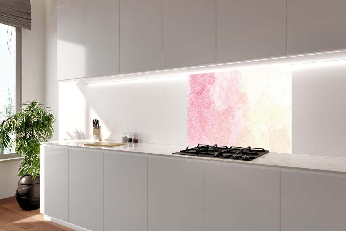 Spritzschutz - Weiche Rosé-Gelb-Aquarell Wandgestaltung