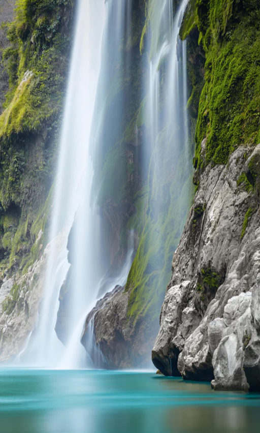 Duschrückwand - Tamul-Wasserfall am Fluss Tampaon