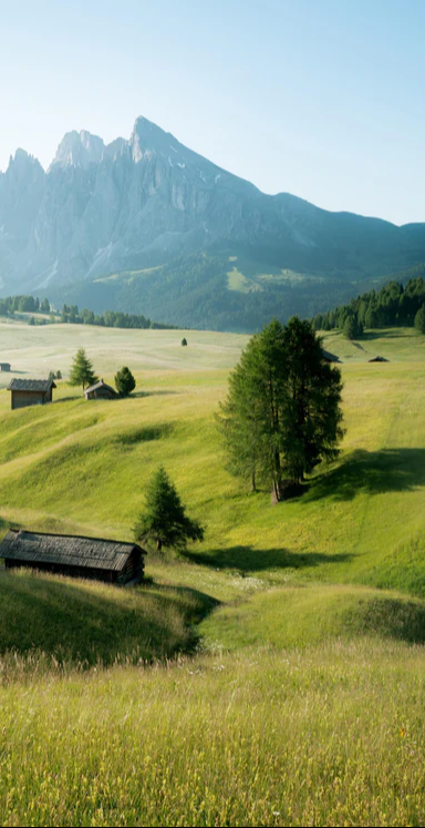 Duschrückwand - Dolomiten Berglandschaft auf der Seiser Alm