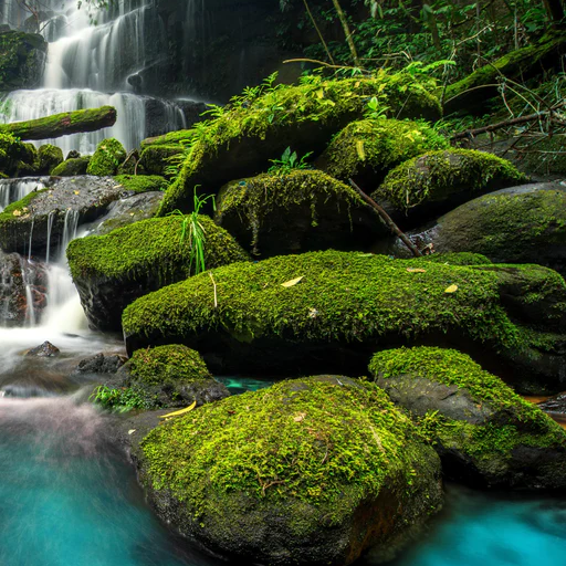 Duschrückwand - Wasserfall im grünen Dschungel von Thailand