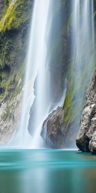 Duschrückwand - Tamul-Wasserfall am Fluss Tampaon