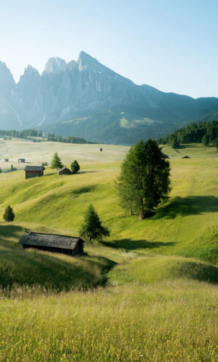 Duschrückwand - Dolomiten Berglandschaft auf der Seiser Alm