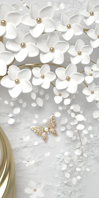Duschrückwand - Silberner Baum - Floral