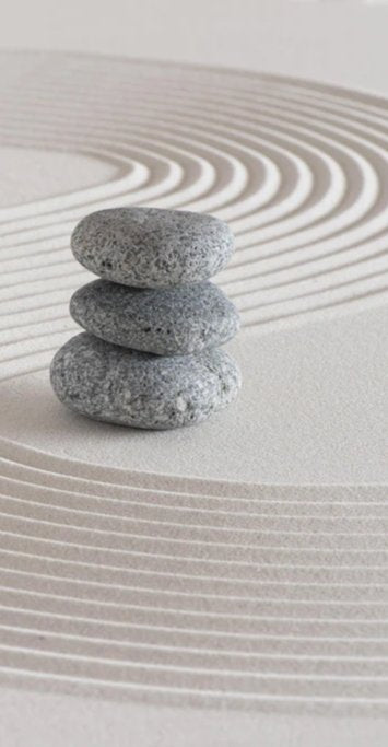 Duschrückwand - Japanischer Zen-Garten auf Sand