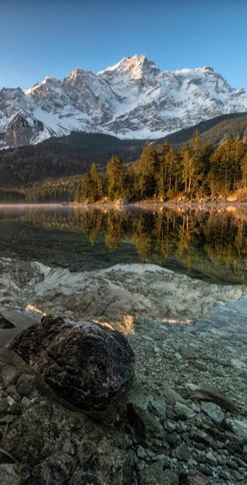Duschrückwand - Friedliche Aussicht auf den Eibsee - Bayern