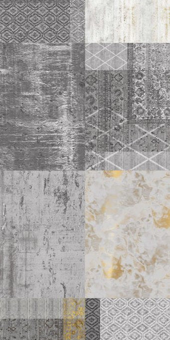 Duschrückwand - gräulich gelbes Patchwork