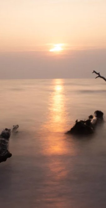 Duschrückwand - Stimmungsvoller Sonnenuntergangs-Strand
