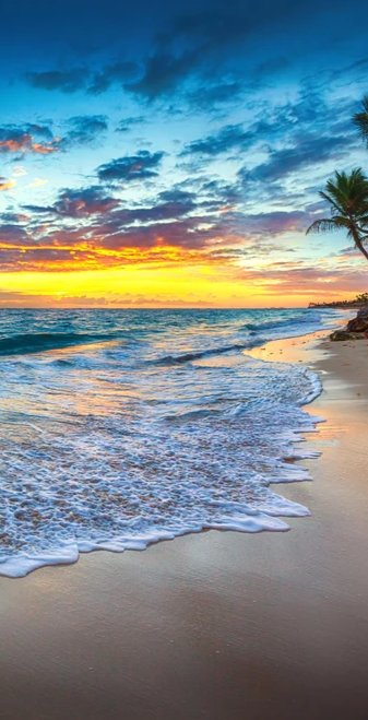 Duschrückwand - Sonnenaufgang über dem Strand