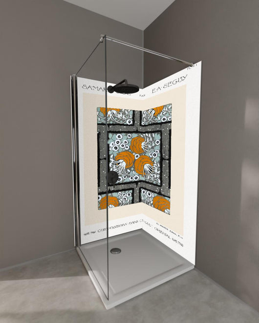 Duschrückwand - Abstrakte Blumentöpfe