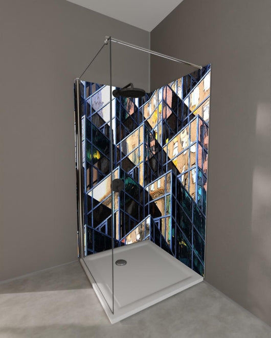 Duschrückwand - Abstrakte Würfel Darstellung