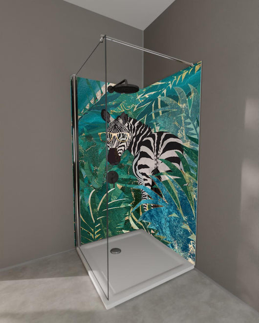 Duschrückwand - Abstrakte Zebra Malerei
