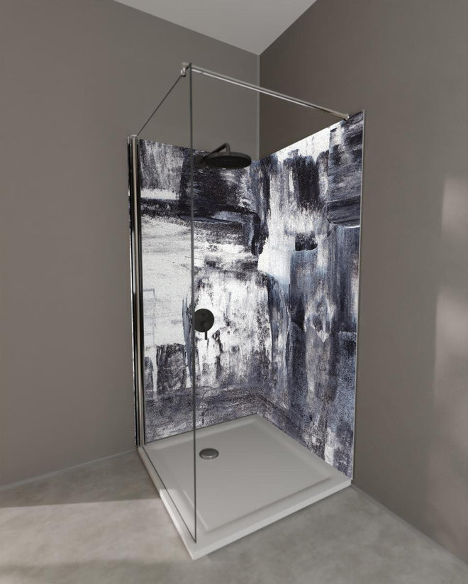 Duschrückwand - Acryl Gemälde - Schwarz-weiß