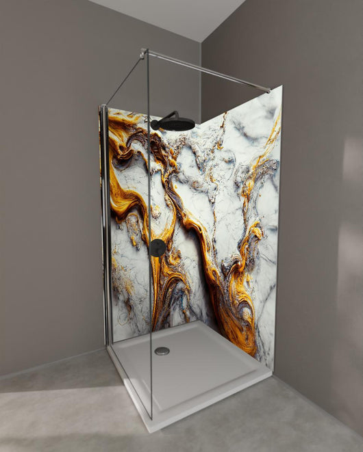 Duschrückwand - Acrylfarben Flüssigkunst - Marmor