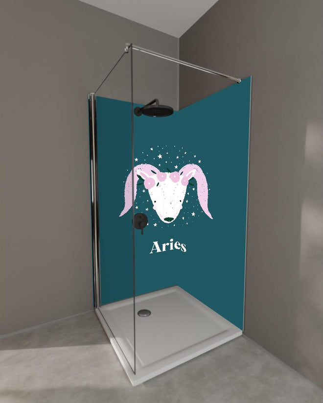 Duschrückwand - Astrales Aries Sternbild in Türkistönen