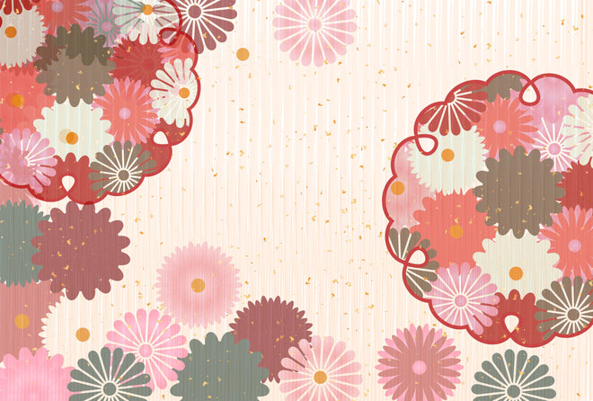 Duschrückwand - Beige-Rosa Blumenmuster Illustration