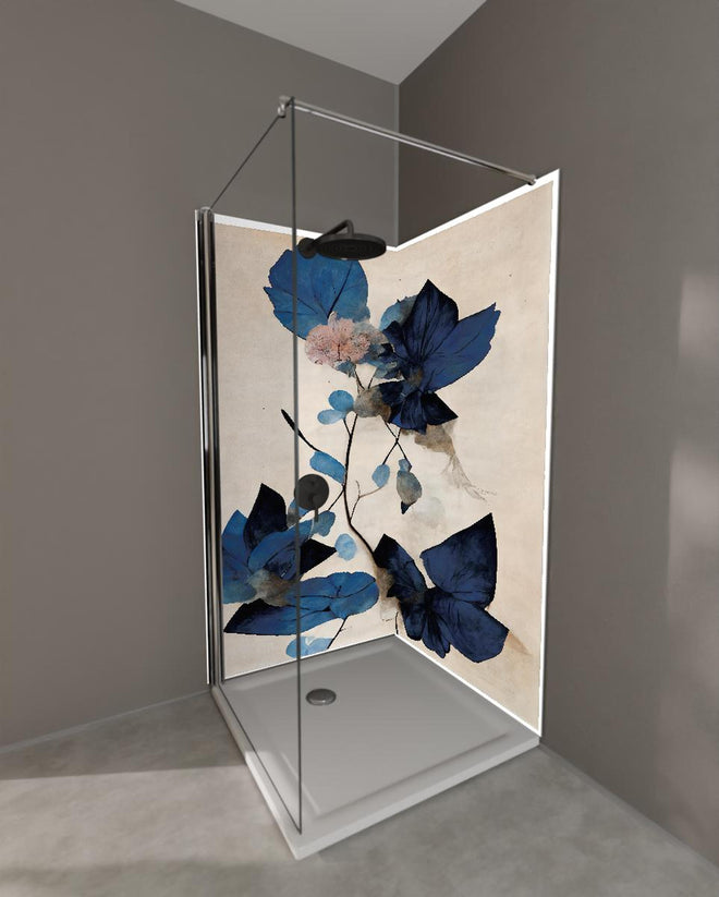 Duschrückwand - Blaue Blüten - Floral