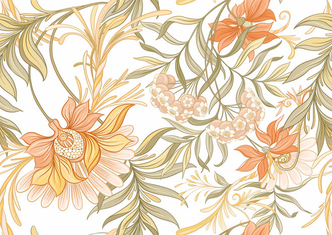 Duschrückwand - Blumenmuster in sanften Pastelltönen Wandbild