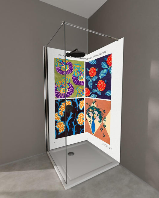 Duschrückwand - Bunte Blumenmuster