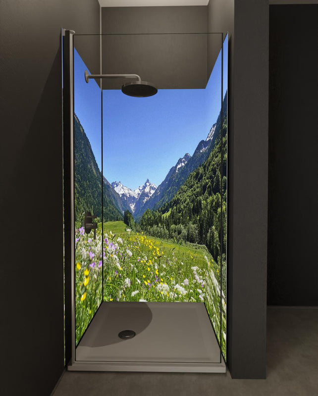 Duschrückwand - Bunte Wiese in den Alpen
