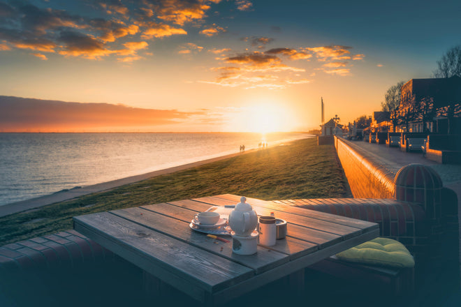 Duschrückwand - Cafe am sonnigen Südstrand - Wilhelmshaven