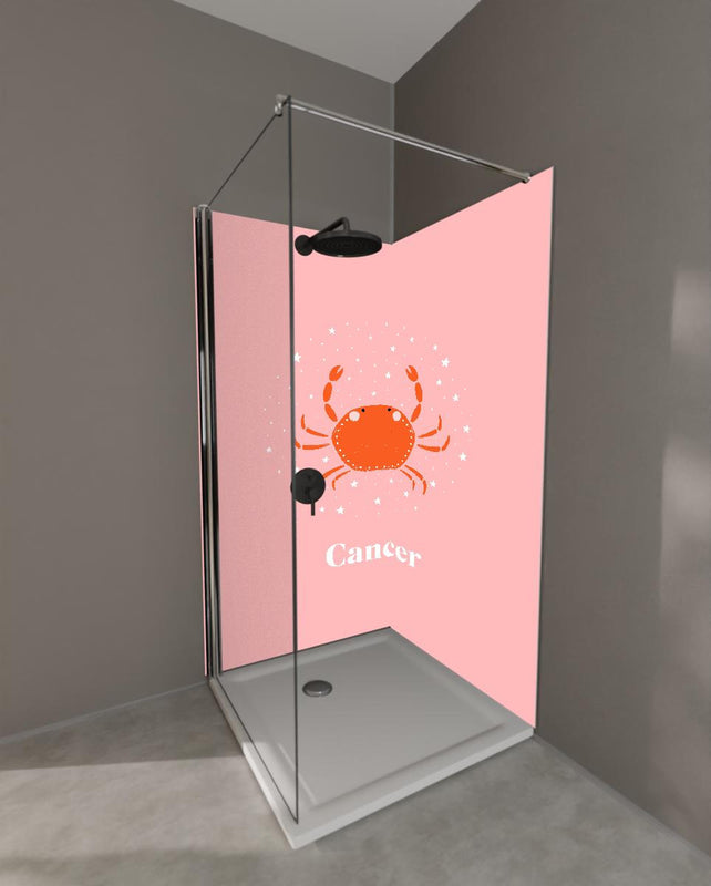 Duschrückwand - Cancer Zodiac Illustration in Pink