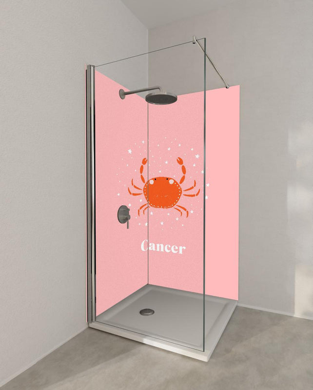 Duschrückwand - Cancer Zodiac Illustration in Pink