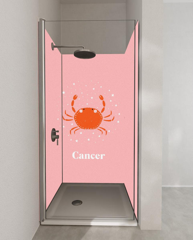 Duschrückwand - Cancer Zodiac Illustration in Pink