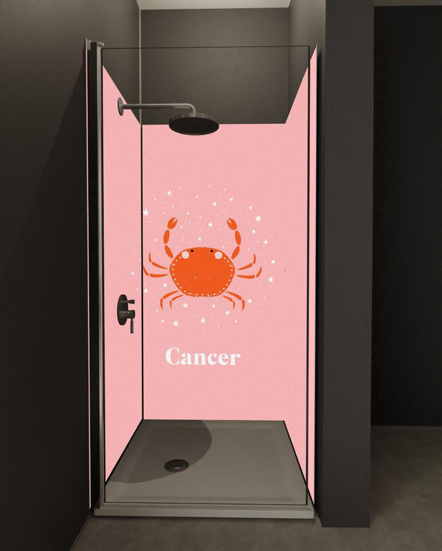 Duschrückwand - Cancer Zodiac Illustration in Pink