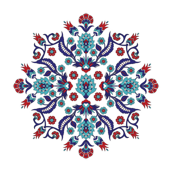 Duschrückwand - Dekoratives Mandala in Blau und Rot