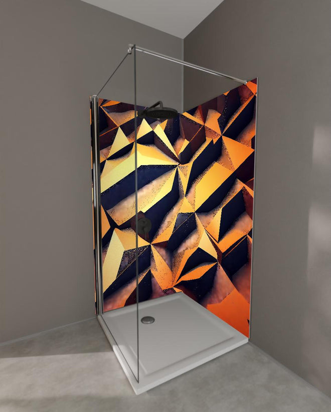 Duschrückwand - Digitales, goldenes Muster