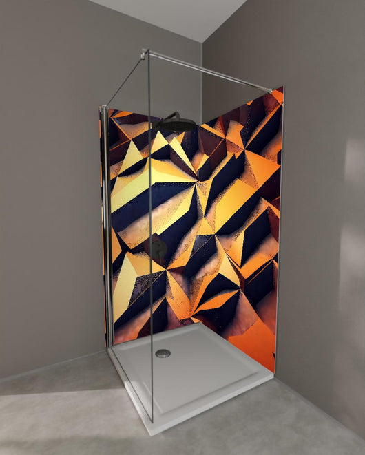 Duschrückwand - Digitales, goldenes Muster