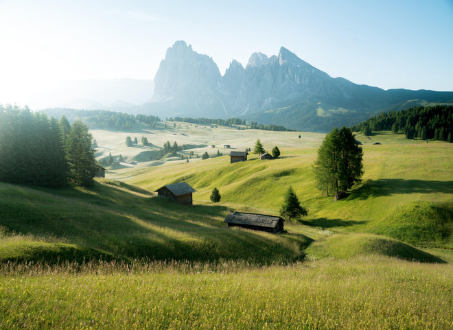 Duschrückwand - Dolomiten Berglandschaft auf der Seiser Alm